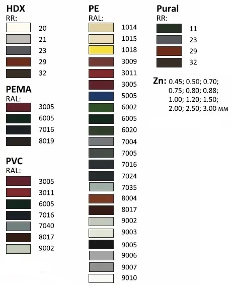 Доступные цвета